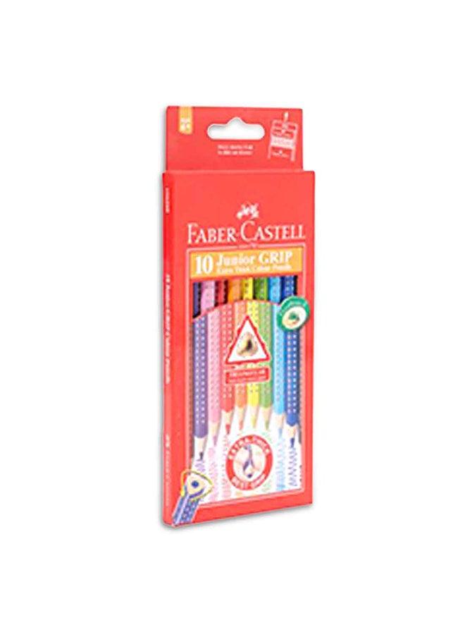 FABER-CASTELL 10-Piece Junior Grip Colour Pencil Set Pink/Blue/Green  - Image 1