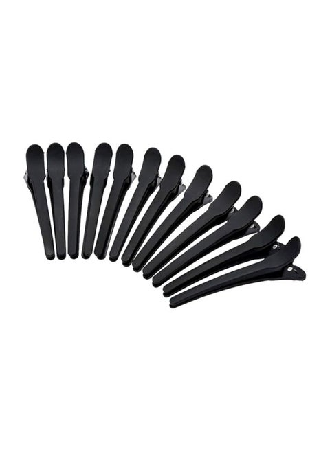 12-Piece Hair Grip Plastic Clips Set Black