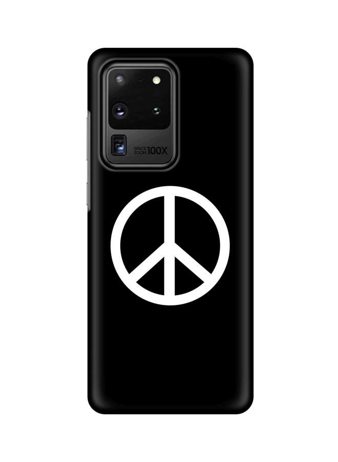 ستايلايزد غطاء حماية سناب كلاسيك سيريز بطبعة علامة السلام لهاتف سامسونج جالاكسي S20 ألترا أسود/ أبيض - Image 1