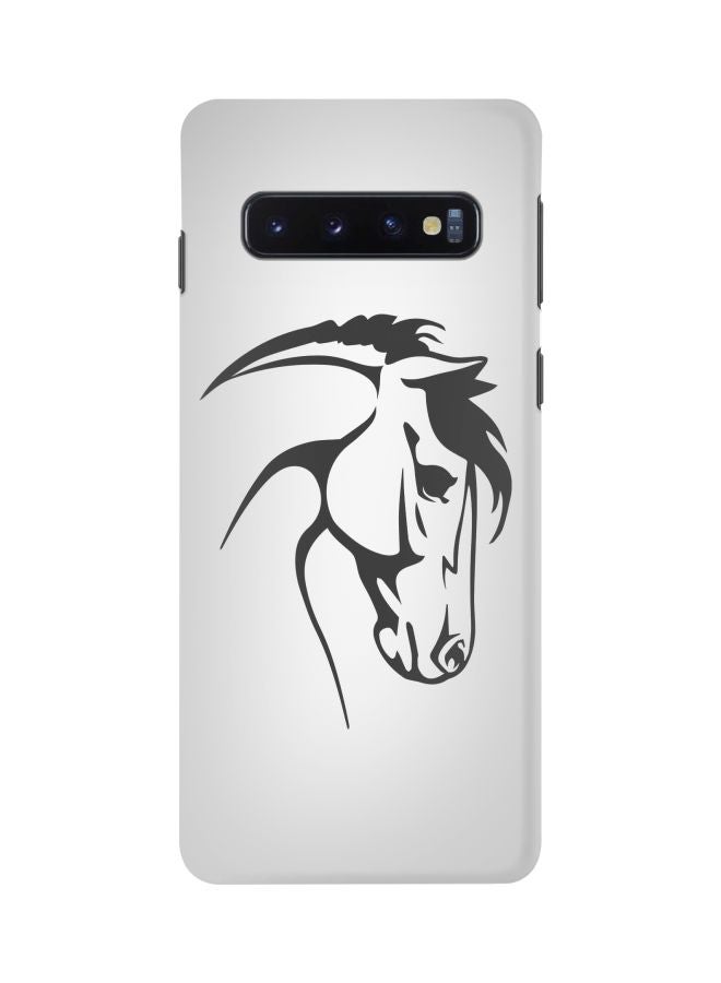 Stylizedd Snap Classic Series Arabstallion Printed Case Cover For Samsung Galaxy S10 White/Black - Image 1
