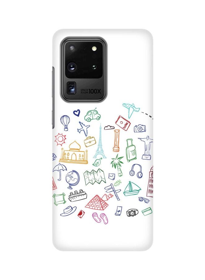 ستايلايزد غطاء حماية من سلسلة سناب كلاسيك بطبعة عن السفر لهاتف سامسونج جالاكسي S20 ألترا أبيض/أخضر/أزرق - Image 1