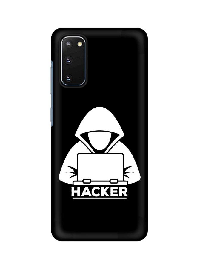 ستايلايزد غطاء حماية سناب كلاسيك سيريز بطبعة عبارة "Hacker" لهاتف سامسونج جالاكسي S20 أسود/ أبيض - Image 1