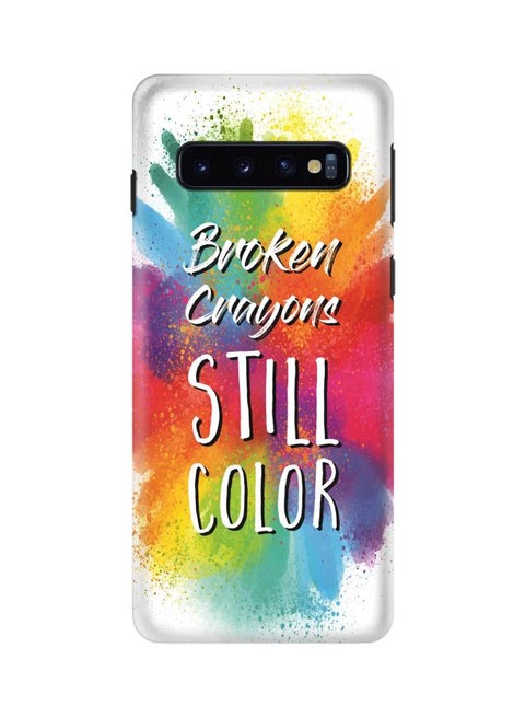 Snap Classic Series Broken Crayons Still Color Printed Case Cover For Samsung Galaxy S10 White/Red/Blue