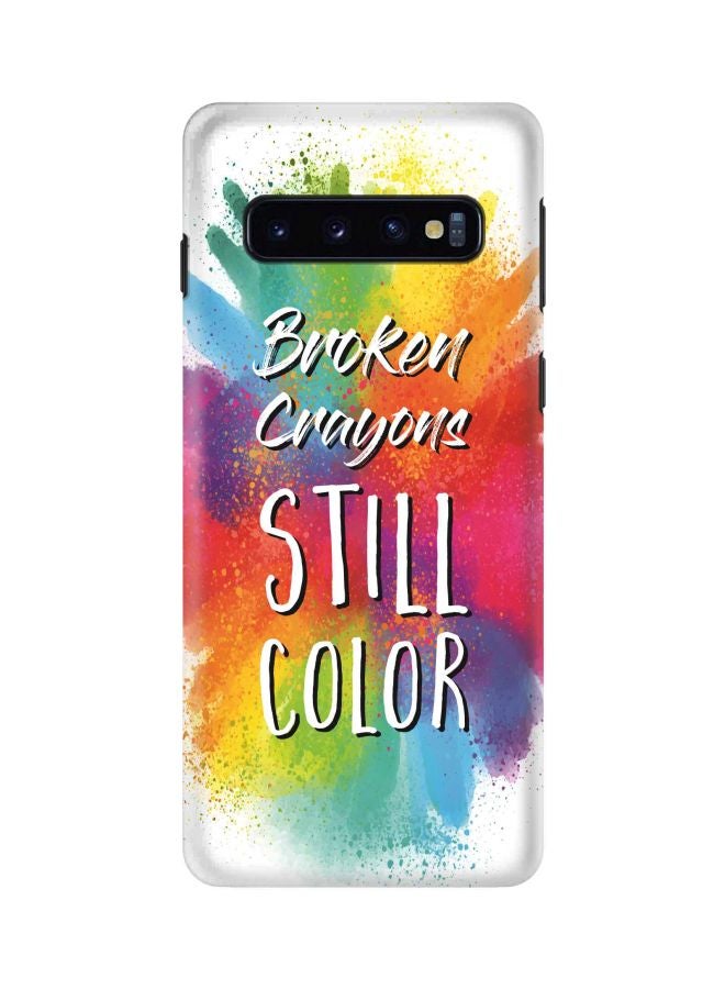 Stylizedd - Snap Classic Series Broken Crayons Still Color Printed Case Cover For Samsung Galaxy S10 White/Red/Blue - Image 1