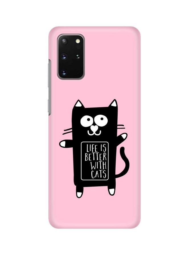 ستايلايزد غطاء حماية من سلسلة سناب كلاسيك بطبعة Life Is Better With Cats لهاتف سامسونج جالاكسي S20 بلس وردي / أسود/ أبيض - Image 1