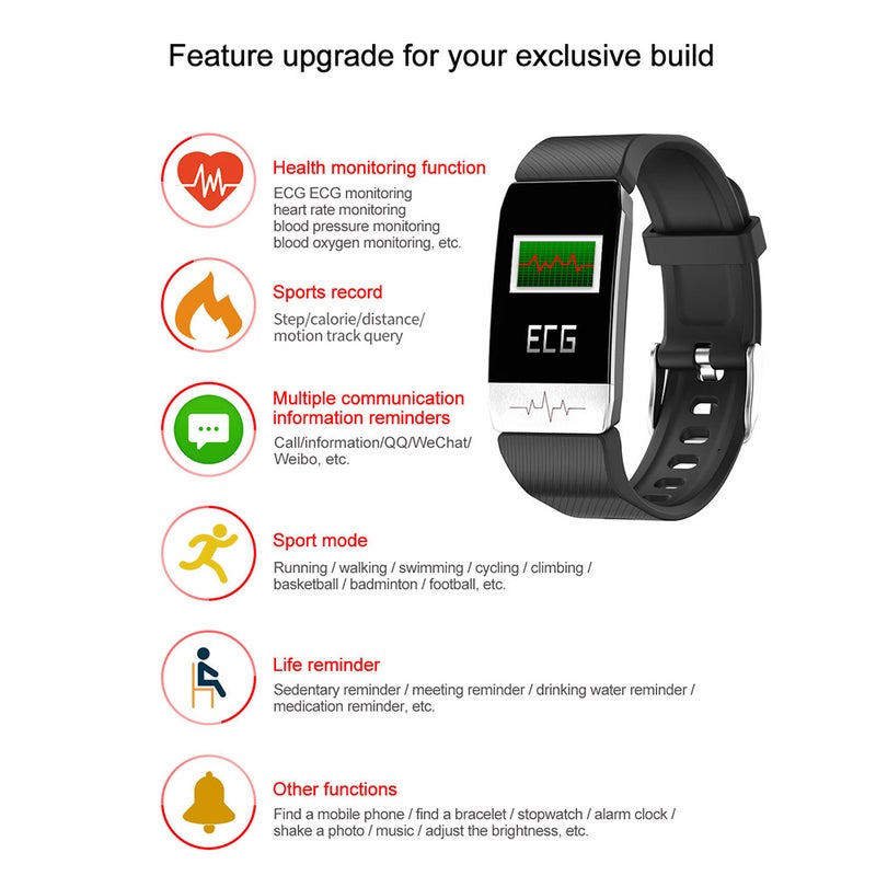 Smart Bracelet Thermometer Waterproof Fitness Tracker Watch Red  - Image 2
