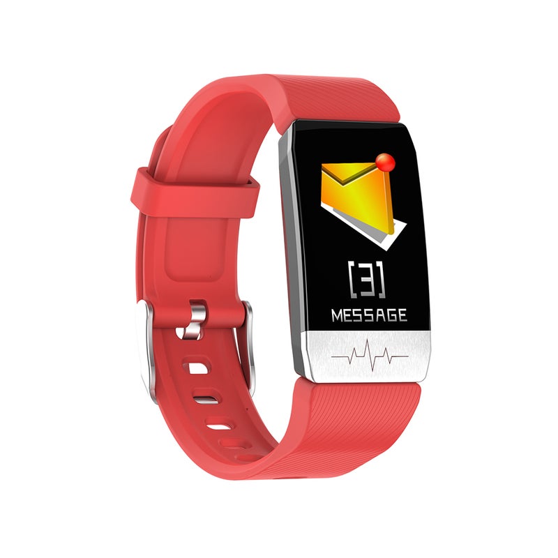 Smart Bracelet Thermometer Waterproof Fitness Tracker Watch Red  - Image 3