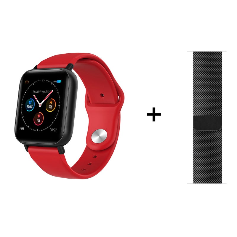 Generic - Touch Screen Silicone Band Smart Watch Red - Image 1