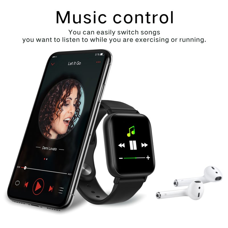 Generic - Touch Screen Silicone Band Smart Watch Red - Image 1