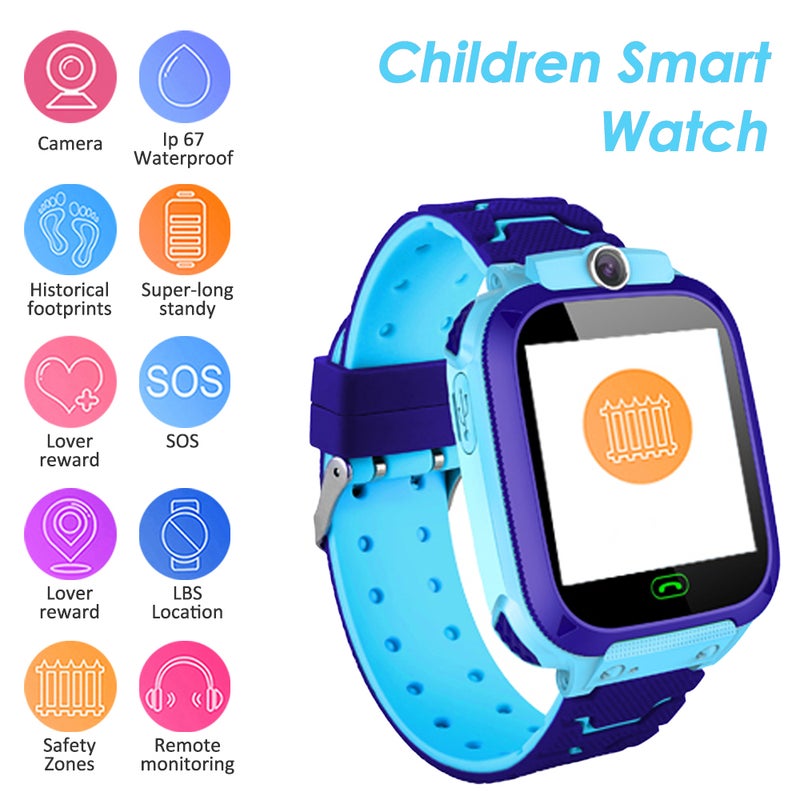S12B Multifunctional Kids Children Smart Watch Blue  - Image 1