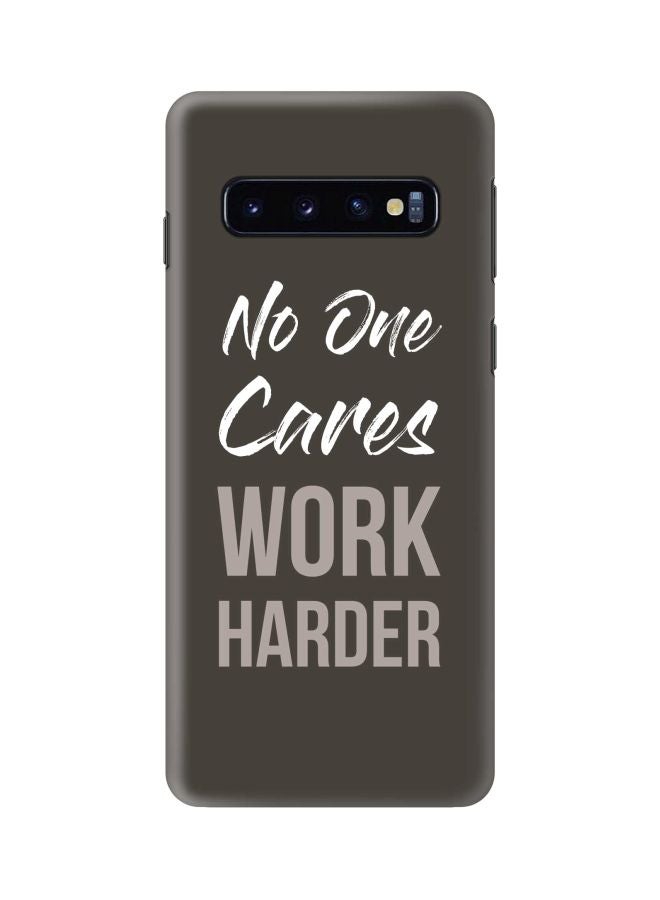 Stylizedd Snap Classic Series Work Harder Printed Case Cover For Samsung Galaxy S10 Grey/White - Image 1