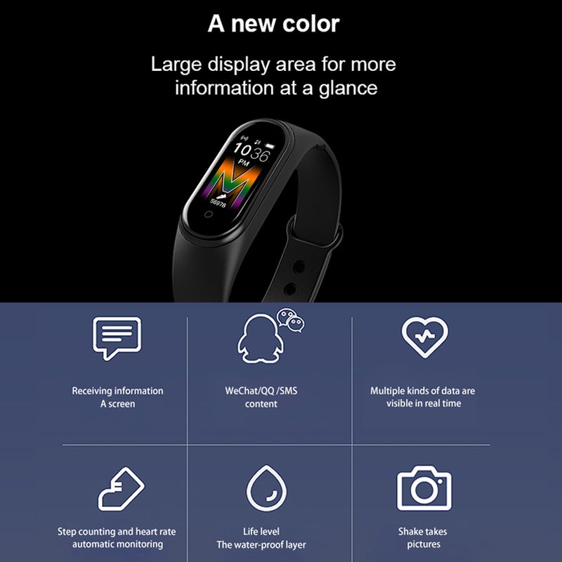 ساعة يد ذكية طراز M5 للياقة البدنية أسود - Image 3