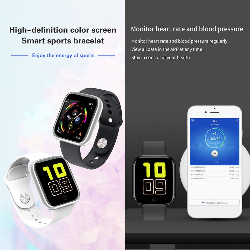 Square Face Smart Bracelet Fitness Tracker White - Image 4