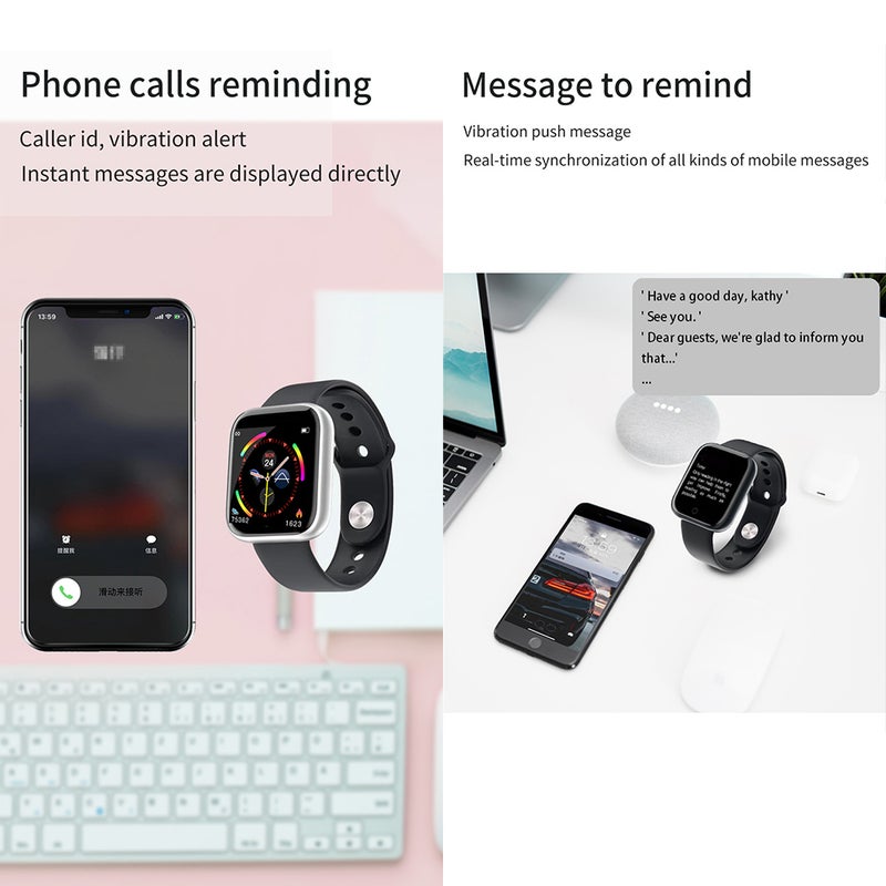 Square Face Smart Bracelet Fitness Tracker Black - Image 3