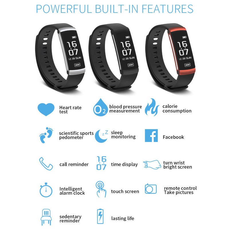 Fitness Tracker Smart Bracelet Black - Image 4
