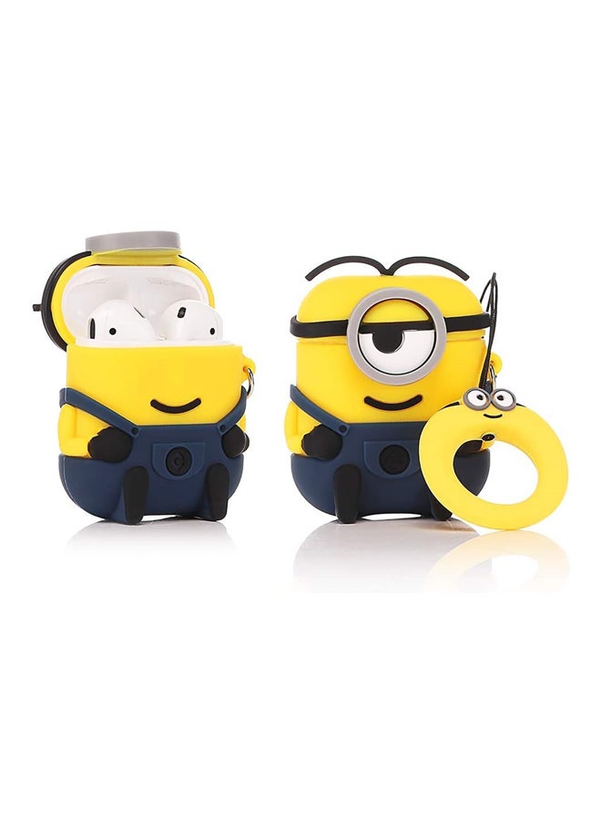 AIWANTO - Minions Shaped Case Cover With Carabiner For Apple AirPods 1/2 Yellow/Blue/Black - Image 1