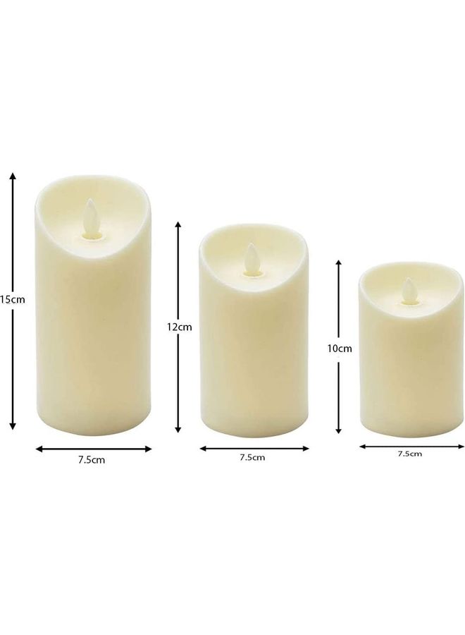 ياتاي مصابيح LED بتصميم شموع صغيرة تعمل ببطارية من دون لهب، 3 قطع أبيض Large - 15x7.5, Medium - 12x7.5, Small - 10x7.5سم  - Image 2