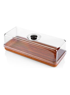 Evelin Bread And Cake Serving Tray With Lid Brown/Clear 16x39x13cm  - Image 1