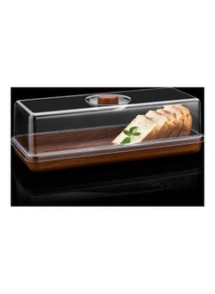 Evelin Bread And Cake Serving Tray With Lid Brown/Clear 16x39x13cm  - Image 2