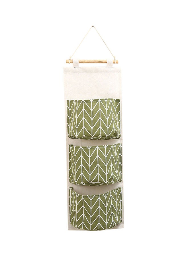 3 Pockets Wall Door Closet Home Hanging Storage Bag Linen Fabric Organizer Pouch Multicolour 20.85x16.05x2.7cm - Image 1