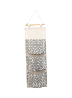 Generic 3 Pockets Wall Door Closet Home Hanging Storage Bag Linen Fabric Organizer Pouch Multicolour 67*20cm  - Image 1