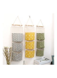 Generic 3 Pockets Wall Door Closet Home Hanging Storage Bag Linen Fabric Organizer Pouch Multicolour 67*20cm  - Image 3