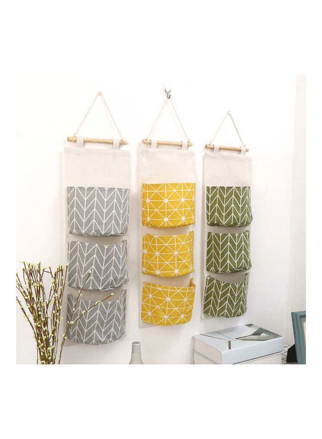 Generic 3 Pockets Wall Door Closet Home Hanging Storage Bag Linen Fabric Organizer Pouch Multicolour 67*20cm  - Image 3