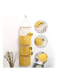 Generic 3 Pockets Wall Door Closet Home Hanging Storage Bag Linen Fabric Organizer Pouch Multicolour 67*20cm  - Image 5