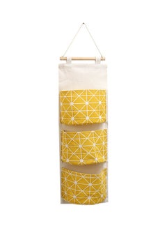 Generic 3 Pockets Wall Door Closet Home Hanging Storage Bag Linen Fabric Organizer Pouch Multicolour 21x15.95x3.5cm  - Image 1
