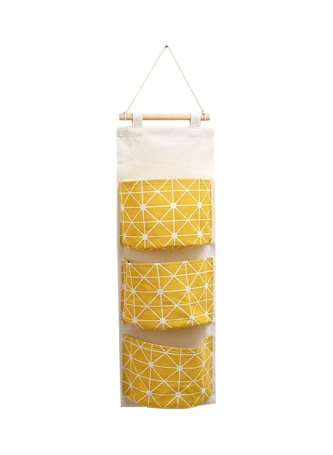 Generic 3 Pockets Wall Door Closet Home Hanging Storage Bag Linen Fabric Organizer Pouch Multicolour 21x15.95x3.5cm  - Image 1