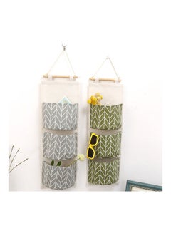 Generic 3 Pockets Wall Door Closet Home Hanging Storage Bag Linen Fabric Organizer Pouch Multicolour 21x15.95x3.5cm  - Image 4
