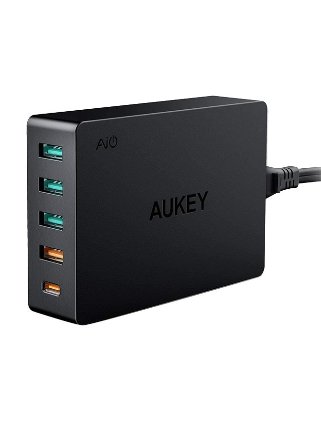 5 Port USB-C And QC 3.0  45W PD Charging Station,PA-Y23 Black