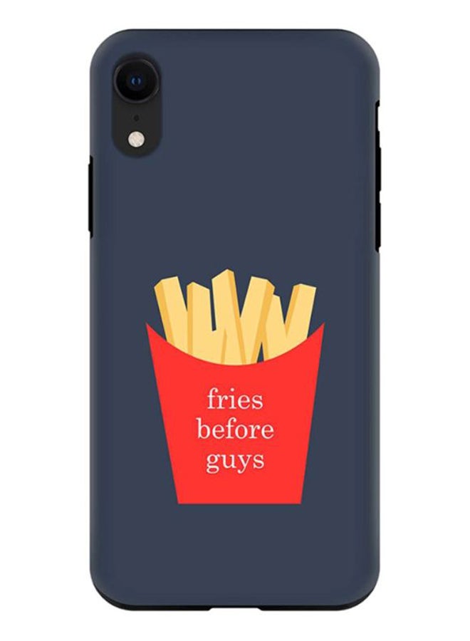 غطاء حماية واقٍ بطبعة عبارة ’Fries Before Guys’ لهاتف أبل آيفون XR أزرق/أحمر