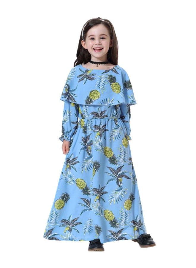 شاربدو فستان طويل برقبة على شكل قارب أصفر / أزرق / أخضر - Image 1