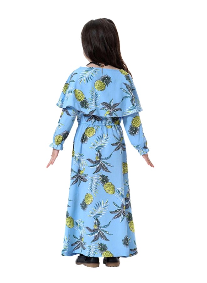 شاربدو فستان طويل برقبة على شكل قارب أصفر / أزرق / أخضر - Image 2