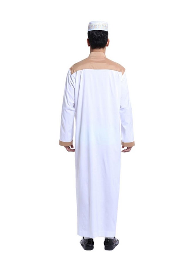 Sharpdo Thobe Thawb Kaftan White/Brown - Image 2