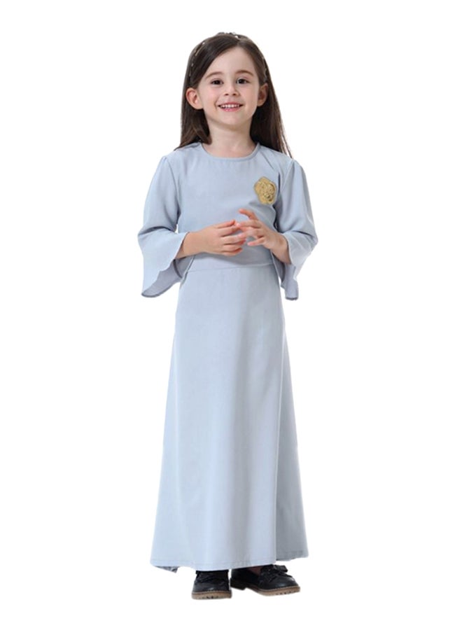 Sharpdo - Round Neck Solid Maxi Dress Light Blue - Image 1
