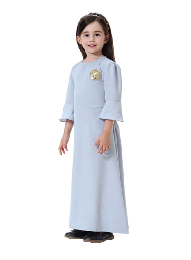 Sharpdo - Round Neck Solid Maxi Dress Light Blue - Image 1