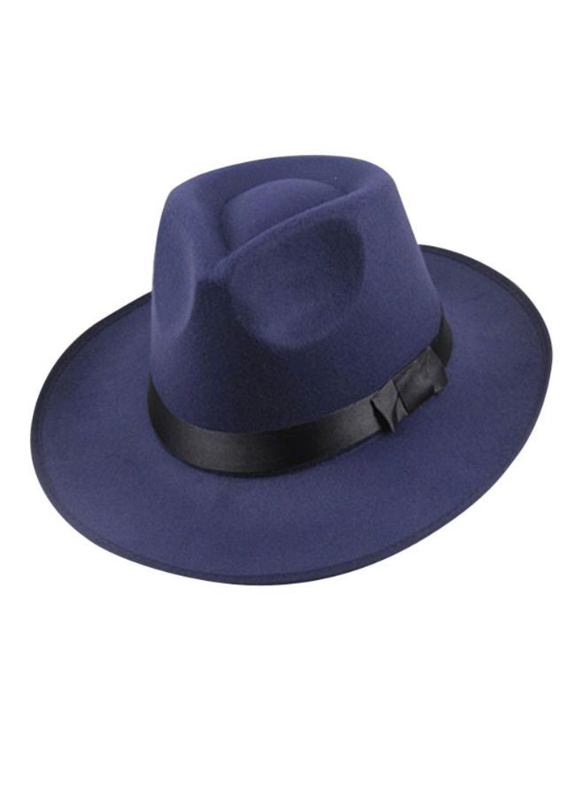 Bluelans Wide Brim Fedora Panama Hat Navy Blue/Black - Image 2