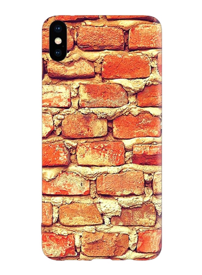 غطاء حماية واقٍ بطبعة كوخ قديم لهاتف أبل آيفون X/XS بني/بيج