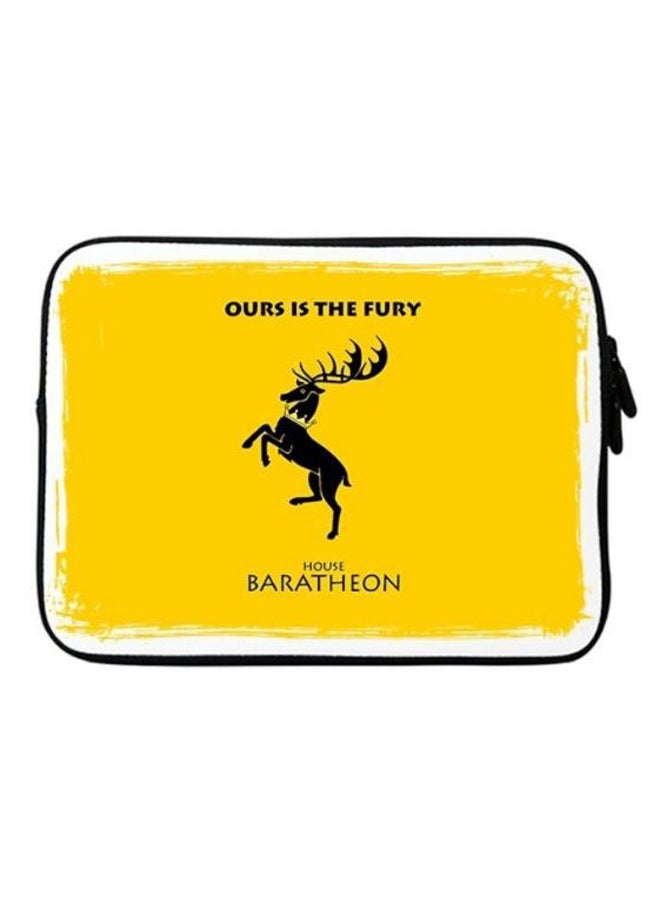 ستايلايزد حافظة لابتوب بحزام بتصميم ممتاز وطبعة شعار عائلة باراثيون من مسلسل ’GOT’ أبيض/أصفر/أسود - Image 1