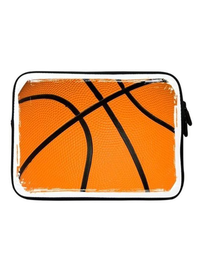 Stylizedd Basketball Printed Premium Designer Sleeve With Strap For Laptop Black/White/Orange - Image 1
