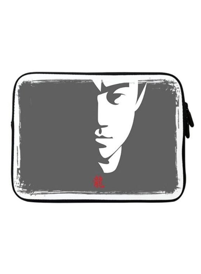 Stylizedd Tibute Bruce Lee Printed Premium Designer Sleeve With Strap For Laptop Grey/White/Red - Image 1