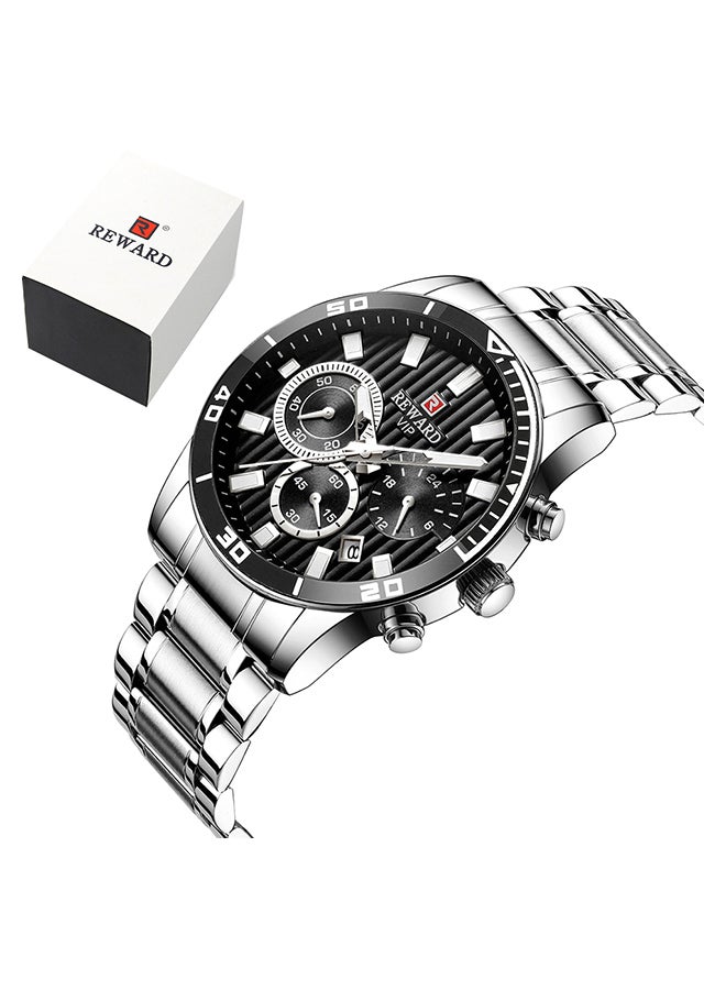 REWARD Men's Stainless Steel Chronograph Wrist Watch J4471B-S-KM - 42 mm - Silver - Image 1