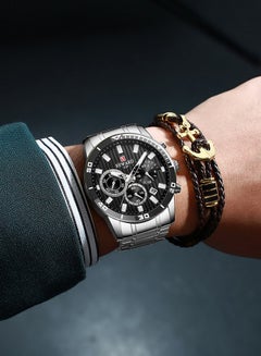 REWARD Men's Stainless Steel Chronograph Wrist Watch J4471B-S-KM - 42 mm - Silver  - Image 3