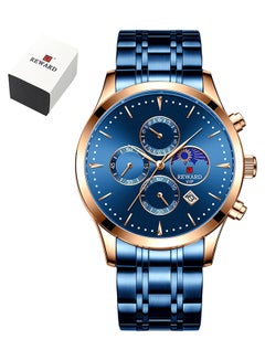 REWARD Men's Stainless Steel Chronograph Wrist Watch J4470BL-KM - 42 mm - Blue  - Image 1
