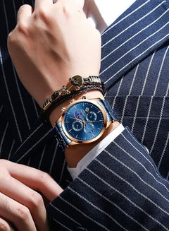 REWARD Men's Stainless Steel Chronograph Wrist Watch J4470BL-KM - 42 mm - Blue  - Image 2