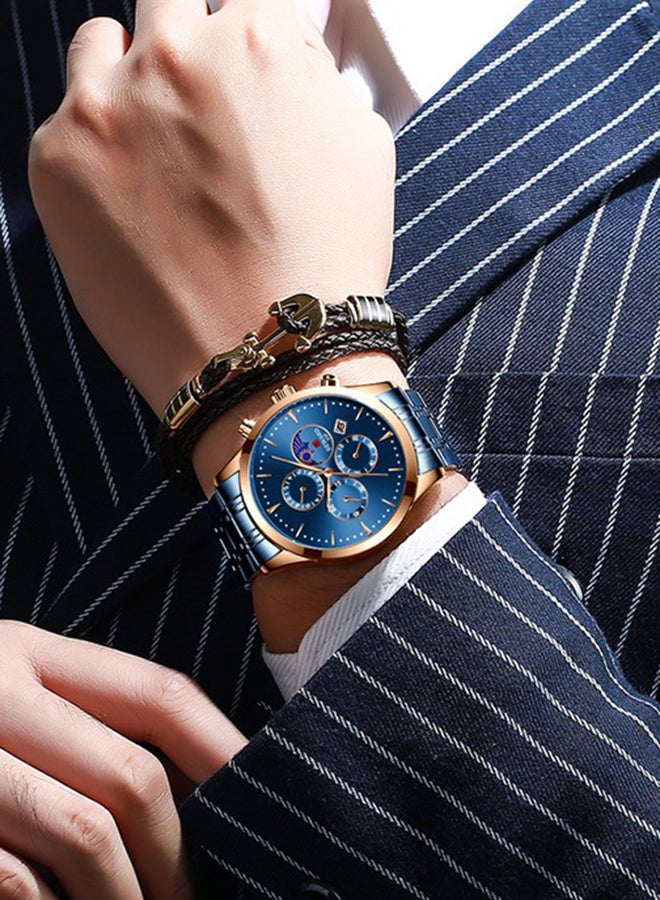 REWARD Men's Stainless Steel Chronograph Wrist Watch J4470BL-KM - 42 mm - Blue - Image 2