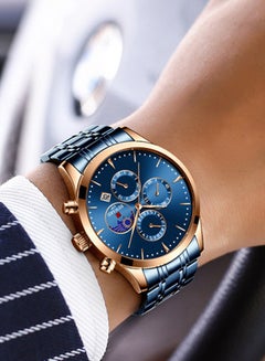 REWARD Men's Stainless Steel Chronograph Wrist Watch J4470BL-KM - 42 mm - Blue  - Image 3