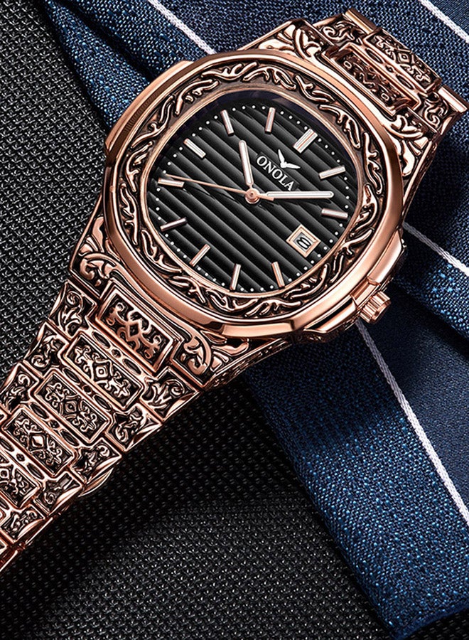 ONOLA Men's Alloy Analog Wrist Watch J4227-7-KM - 42 mm - Gold - Image 2